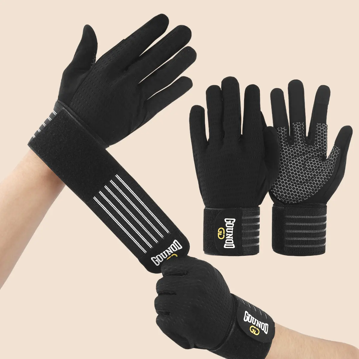 Full Finger Fitness Gloves Sports Breathable Wrist Guard Wear-resistant Barbell Instrument Weightlifting Fitness Gloves