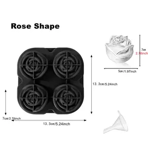 Ice Cube Trays Rose Ice Maker 3D Ice Ball Mold Halloween Skull Chocolate DIY Tool Diamond Silicone Moulds with Funnel Does not apply