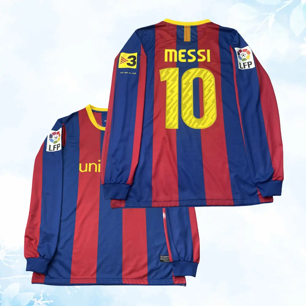 10 11 Home Long Sleeve Retro Jersey 10# Messi Fans Version Soccer Jersey