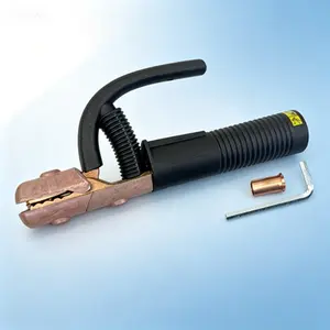 Welding Electrode Holder 250A, High Tong Type, Brass Construction, for 1/0 Cable, 5mm Capacity, Heavy Duty Arc Welding Accessory, Reusable Ground Clamp Replacement