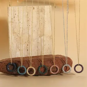 18″ Gold Pavé Open Circle Necklace