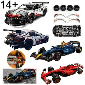 14+ Four styles of racing car building block models High Difficulty Building Blocks Racing Car Mode Adult Puzzle Toy Sports Car F1 Ornament  Scale Simulation Sports Car F1 Model Gift for Boys & Kids