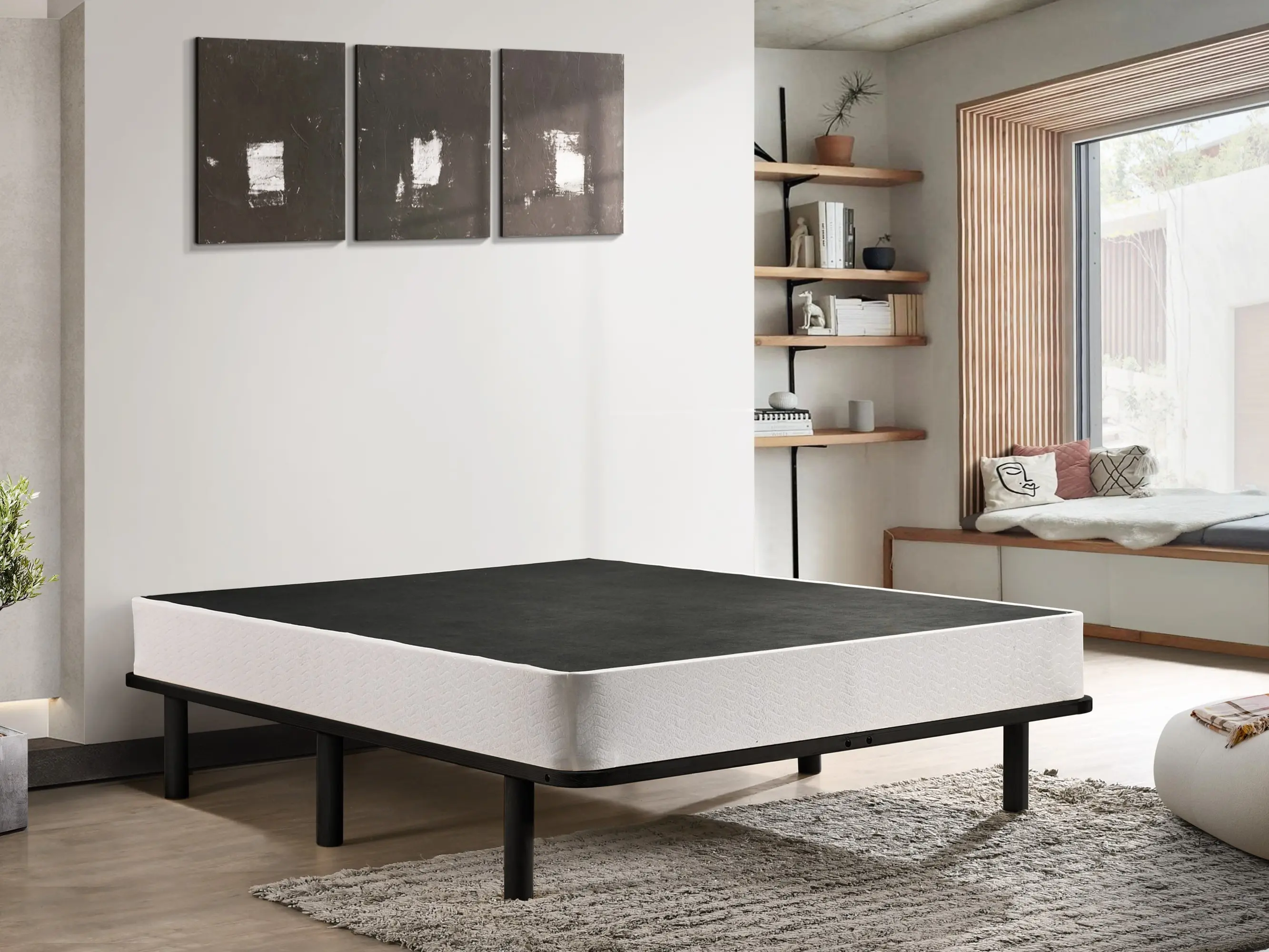 Favorer Canton 8" White Metal Box Spring with Metal Frame - Foldable, Rounded Edges, Easy Set-Up, Multi-Sizes (Twin, Long Options), Transitional Indoor Bed Furniture for Enhanced Sleep Comfort