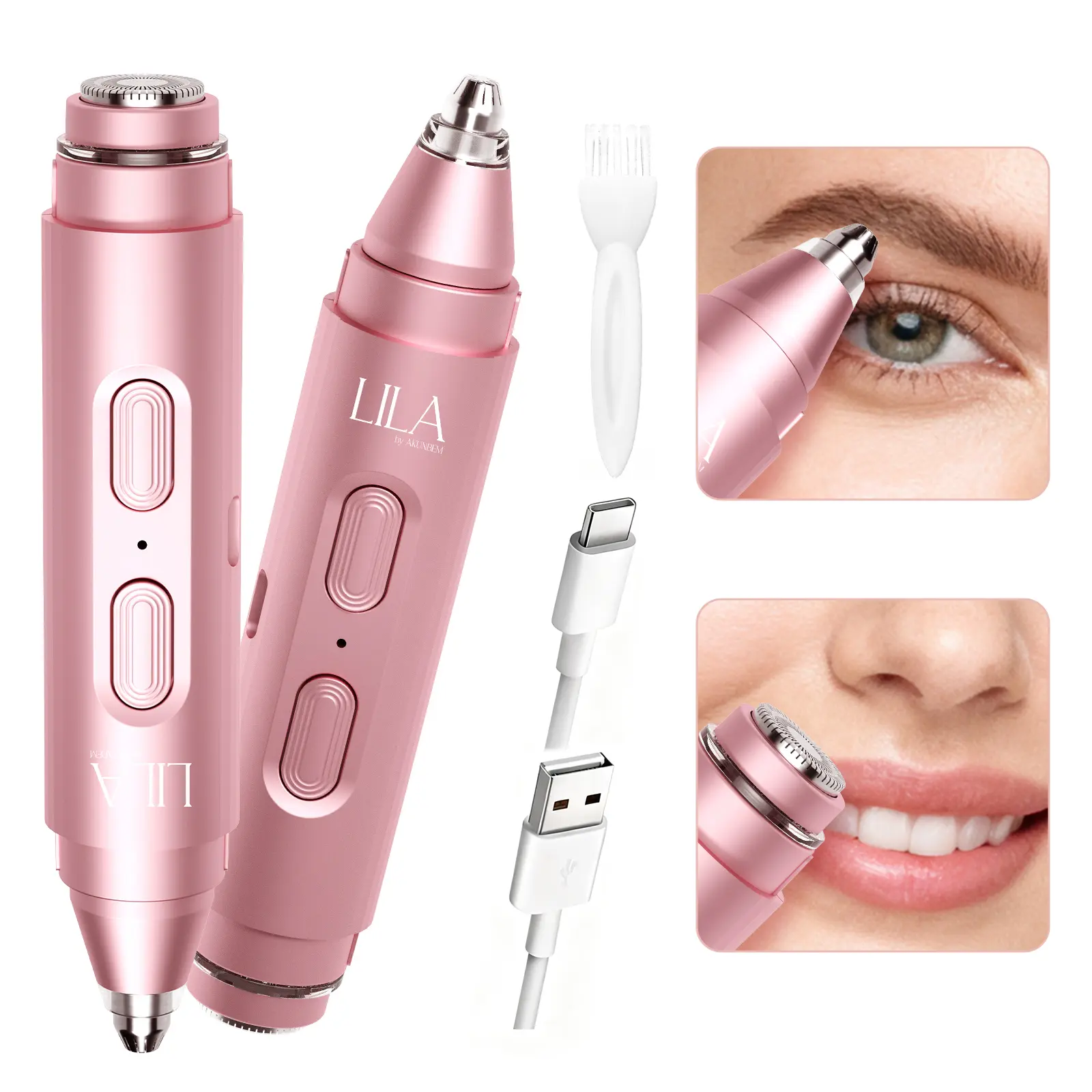 Akunbem 2 in 1 facial & eyebrow hair trimmer,Electric Eyebrow Trimmer, Lip Facial Body Hair Removal Tool, Facial Hair Care Tool, Electric Shaver Women, Eyebrow, Epilator Hair Remover