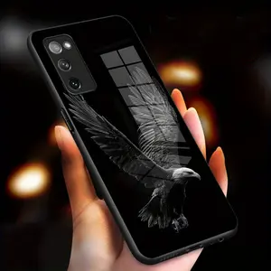 Soaring eagle pattern design suitable for Samsung Galaxy S7,S7 Edge,S8,S8+,S9,S9+,S10,S10e,S10 Lite,S10+,S20,S20 FE,S20+,S20 Ultra,S21,S21 FE,S21+,S21 Ultra Hard Case Glass texture Simple design Phone Case