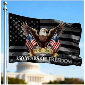 250th Anniversary Flag  – American Celebration 250 Years Outdoor Decor, Heavy Duty with Canvas Header Brass Grommets for Front Door Porch Yard Garden
