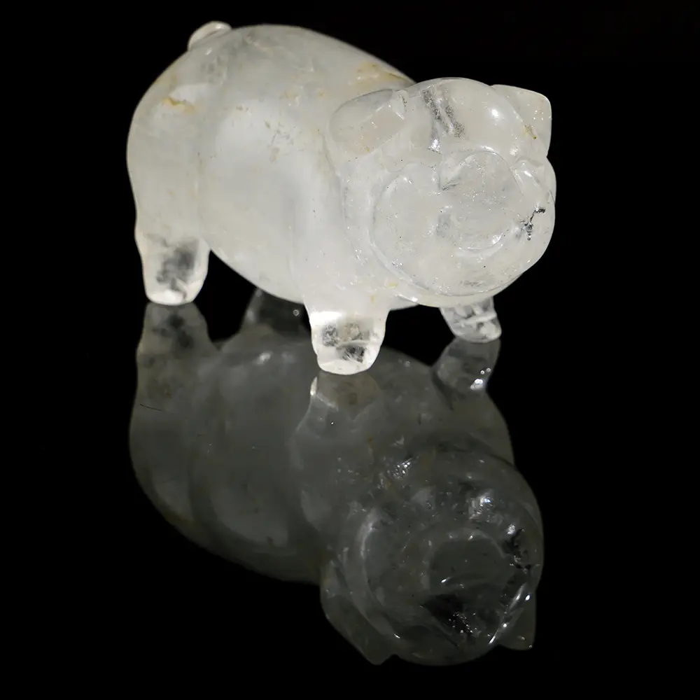 Clear Quartz Pig Carving