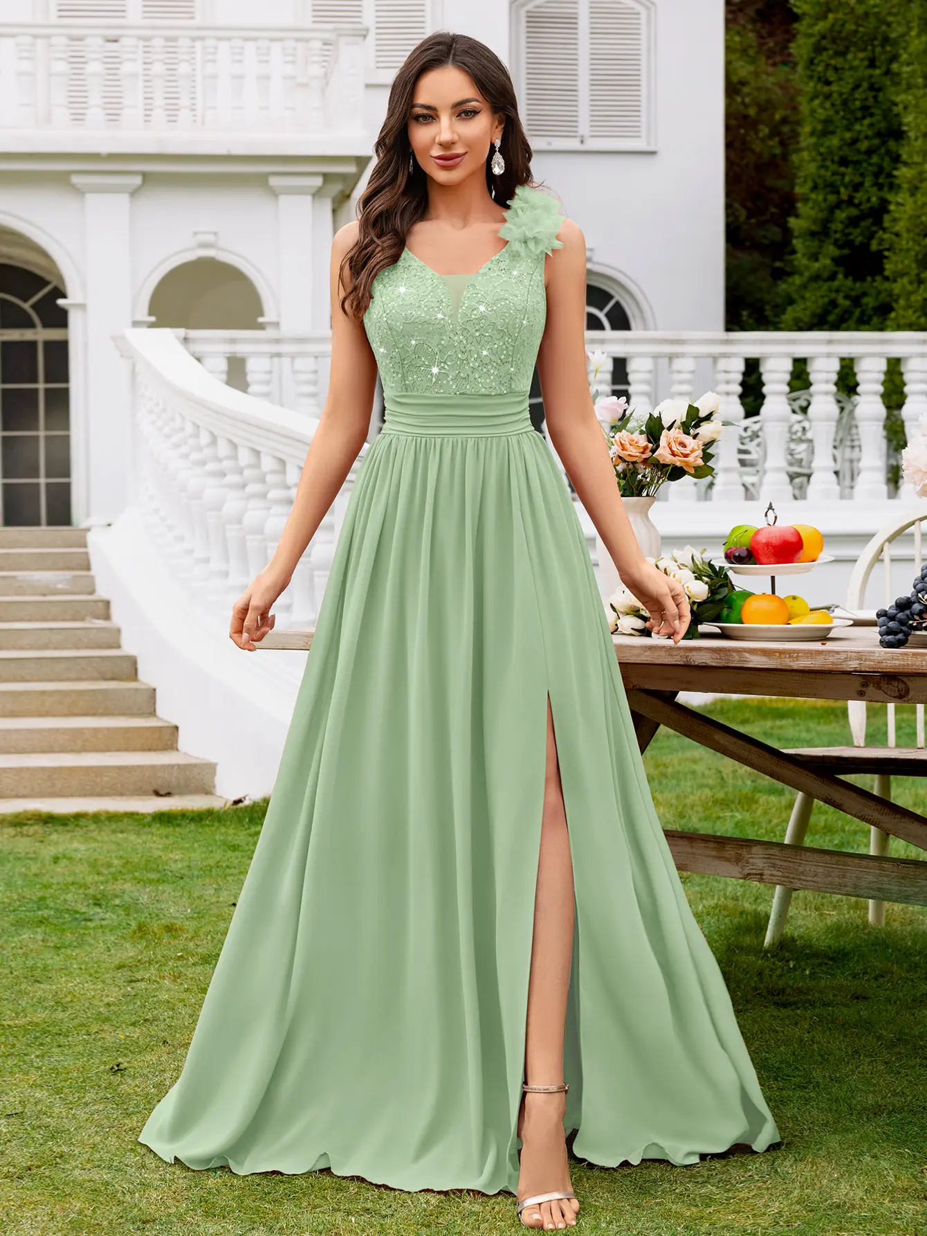 Miusol Women's Elegant Sparkly Sequin Lace Chiffon Maxi Dress - Sleeveless, Deep V-Neck, Ruched, Thigh Split, Chic Formal Wear for Wedding Guest, Graduation, Bridesmaid, Spring/Summer Events (Women's Clothes with Elegance) - TikTok Miusol Women's Elegant Sparkly Sequin Lace Chiffon Maxi Dress - Sleeveless, Deep V-Neck, Ruched, Thigh Split, Chic Formal Wear for Wedding Guest, Graduation, Bridesmaid, Spring/Summer Events (Women's Clothes with Elegance) - TikTok
