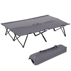 Folding Cot 50" Extra Wide Outdoor Portable Sleeping Cot 2 Person Camping Bed For Couples Or Friends 600D Oxford Fabric Stable Steel Frame Fits In Carry Bag For Rv Trips