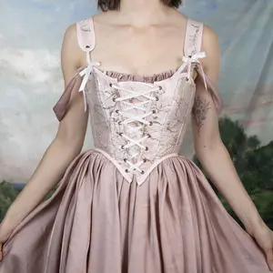 Pink and Gold Metallic Floral Corset