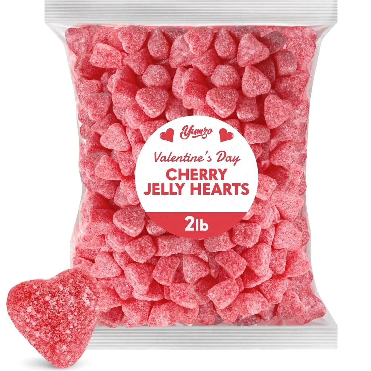 Valentine Cherry Jelly Hearts Candy, 2lbs Pack of Valentine's Day Candy Bulk, Ideal Valentine’s Day Gummy Candy for Parties, Classroom Exchanges and Gift Bags, Perfect for Sharing with Loved Ones