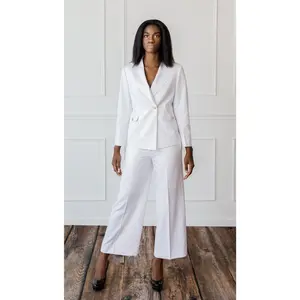 Elolo White Gold Pinstripe Double Breasted Suit