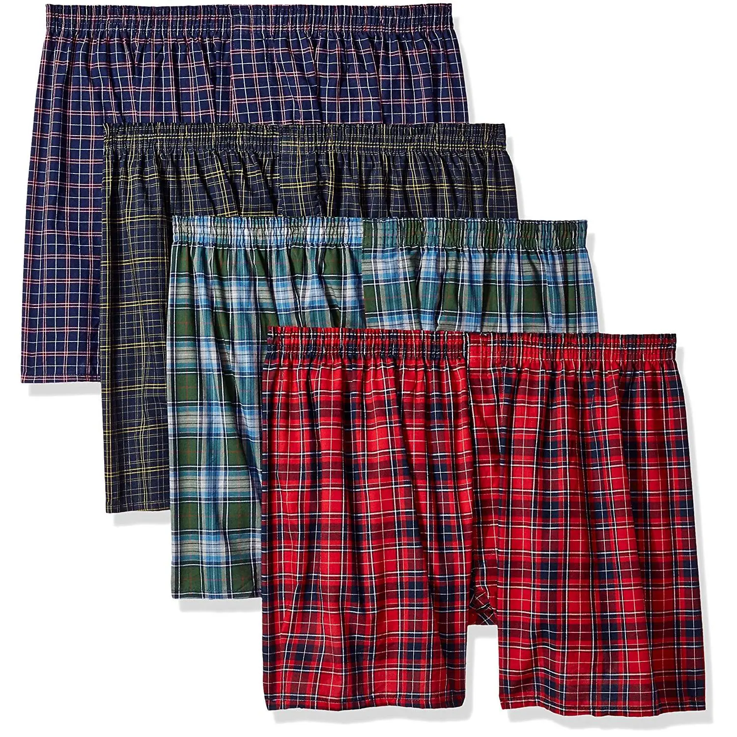 Fruit Of The Loom Mens Woven Tartar Boxers 4 Pack