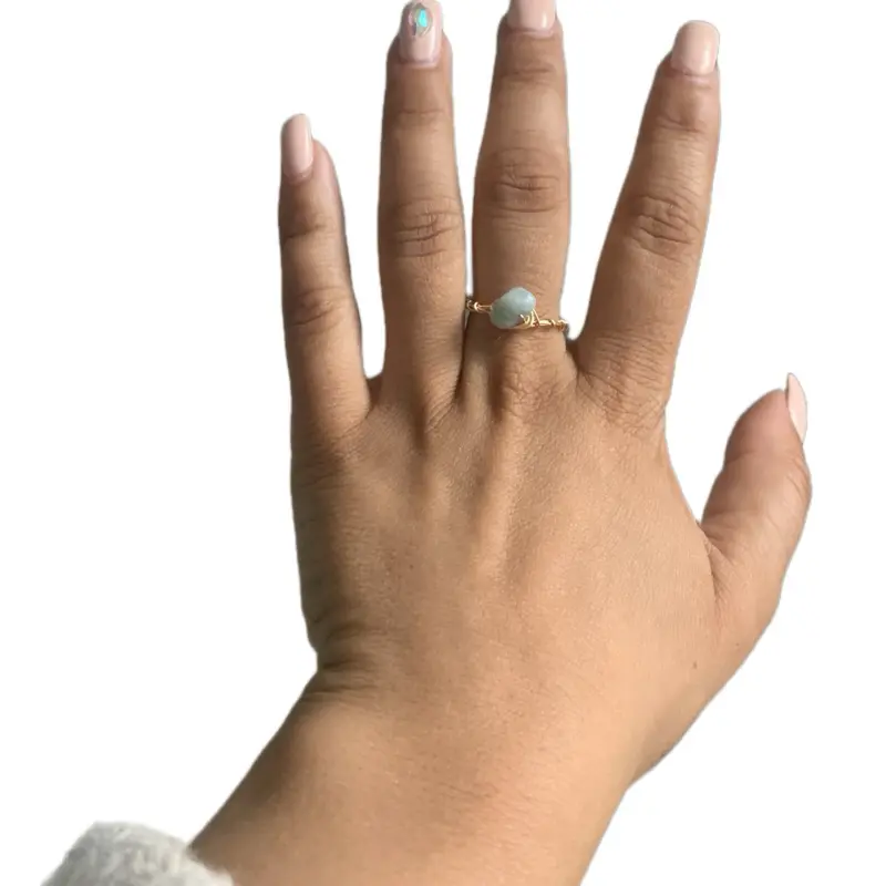 Handmade Aquamarine Stacking Ring for Women - Delicate and Elegant, Healing Crystal Jewelry