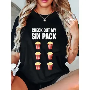100% Cotton Funny Popcorn Shirt Six Pack Popcorn Lover I Love Popcorn T-Shirt