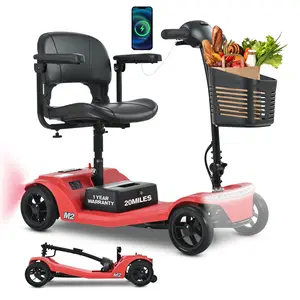 Metro Mobility 4 Wheel Powered Mobility Scooters, 330 lbs Capacity Mobility Scooters for Adults, Electric Folding Scooters for Seniors 20 Miles Range LED Light Red