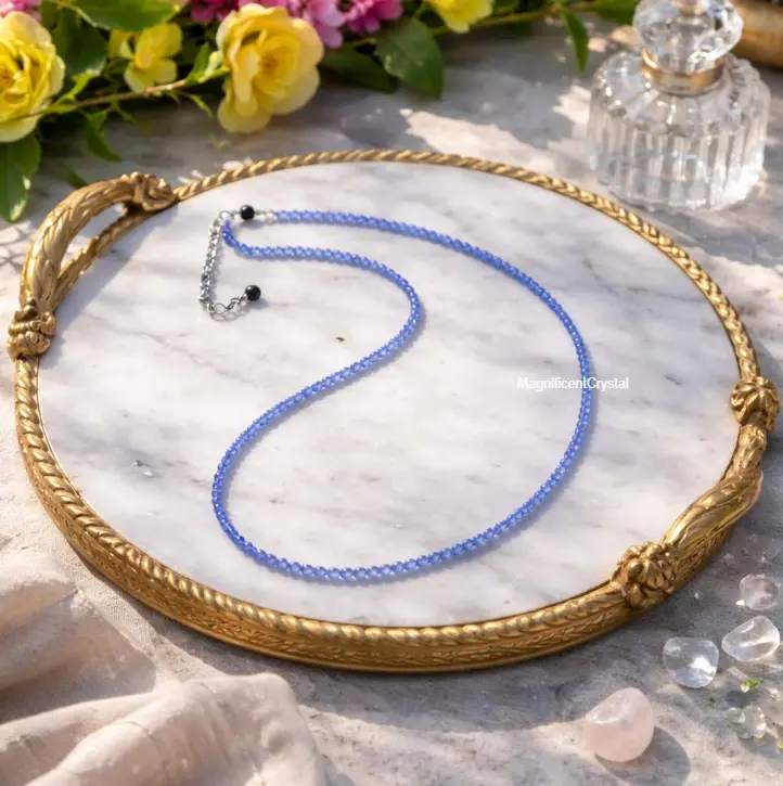 Genuine Blue Aventurine Choker Healing Emotional Stone Women Dainty Necklace