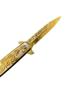 Translucent Blue EDC Pocket Tool, Golden Rose Engraved Multipurpose Survival Tool for Camping Gear, Hiking Gift and Outdoor Supplies, Survival Tools, Multipurpose Tool