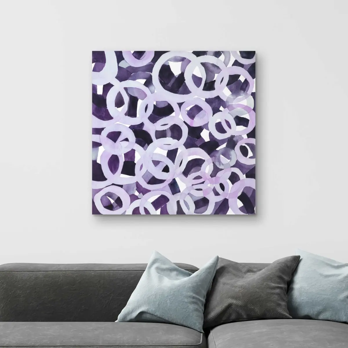Begin Home Decor C1RC3232CU2942 32 x 32 in. Abstract Purple Circles - Purple Pattern Canvas