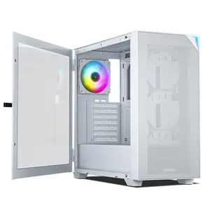 VETROO AL800 Full Tower Gaming Case - E-ATX/ATX (White) with Door-Opening Tempered Glass, Adjustable ARGB LED Strip, Pre-Installed 120mm PWM Fan, Fits RTX 40-Series GPUs