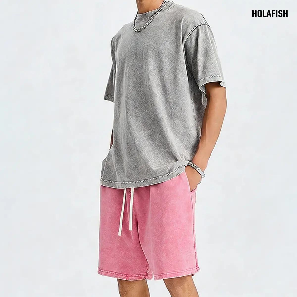 Holafish 1/2Pack Acid Wash Shorts Womens Athletic Vintage Short