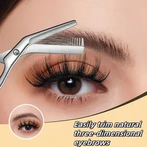 Stainless Steel Eyebrow Scissors with Comb, Lady's Eyebrow Grooming Tool for Men and Women, Precise Eyebrow Shaping, Precision Cutting and Trimming