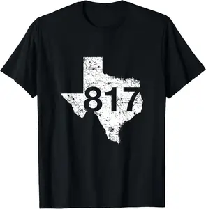 100%cotton Fort Worth Arlington Area Code 817 Shirt, Texas Souvenir T-Shirt