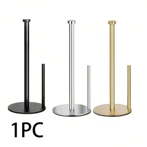 1pc Gold/Black Plated 304 Stainless Steel Tissue Box Holder, Multi-Functional Kitchen Paper Towel Dispenser, Cling Film Storage Rack, Bathroom Storage Shelf, Tissue Box Cover, Tabletop Decor, Bathroom Accessory, Bathroom Organizers