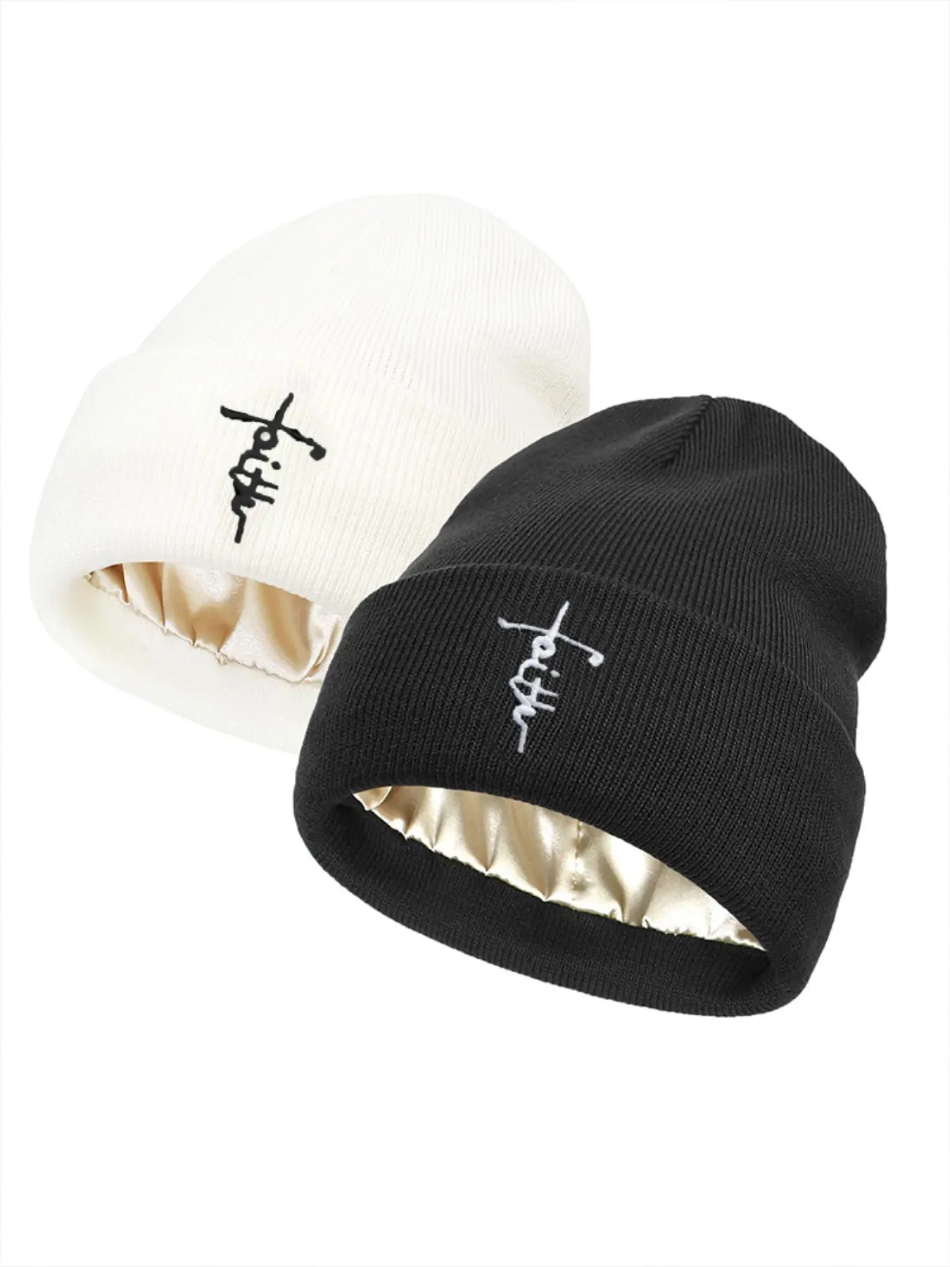 Letter Embroidery Beanie Fitted Hat, Knitted Winter Hat, Casual Winter Warm Knit Hat for Women & Men, Fashion Accessories for Daily Wear, Letter Embroidered Hat