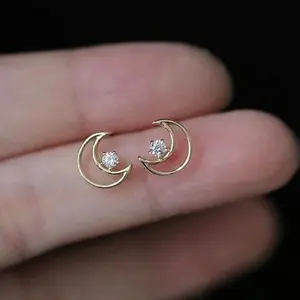 s925 sterling silver Crescent Moon Star Earrings，Minimalist Simple Unique Earrings for galentine‘s party valentine’s day gift，fashion zirconia earrings，anniversary holiday jewelry，gift for women