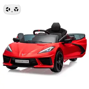 【GARVEE】Ride On Sports Car 12V Battery Powered Electric Car for Toddlers with Licensed Corvette Design, Remote Control, Visual Dashboard, Music, LED Lights, Perfect Gift for Boys and Girls in Red