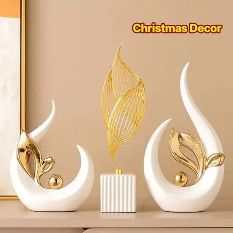 Two home decor sculptures, Decorative sculptures, Decorative piece, Decoration Items, perfect for center consoles, table decorations for living rooms, A gift for Christmas, Mother's Day, made of durable resin, featuring an abstract design, Resin Ornament