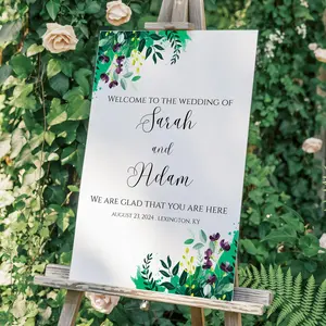 Personalized Wedding Welcome Sign - Simple Minimalistic Modern Design for Wedding Reception & Rehearsal Dinner Decor - Customizable with Names Date & Event Location - Available in Multiple Sizes & Materials - Perfect for Entryways & Easel Displays Boho