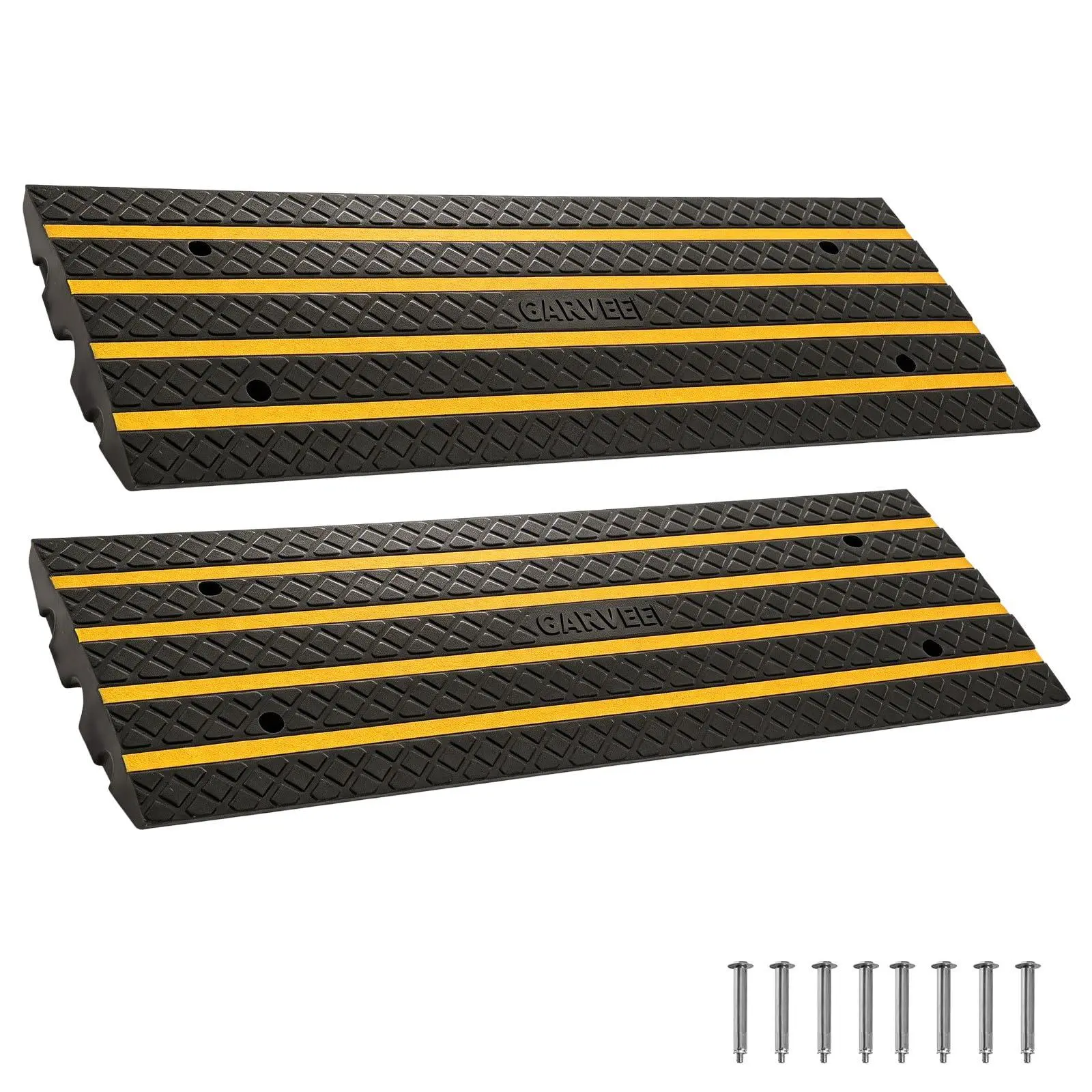 GARVEE 2 Pack Car Driveway Rubber Curb Ramp, 33000 LBS 48" Heavy Duty Low Profile Slope Ramps with Reflective Safety Strips for Vehicles, RVs, and Wheelchairs