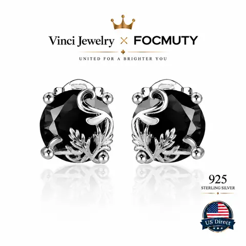 925 sterling silver Vintage Gothic Black Obsidian Stud Earrings for Women & Men Luxury Baroque Sterling Silver Floral Filigree Statement Studs Y2K Dark Aesthetic Streetwear Jewelry Party Wedding Evening & Daily Wear Minimal Luxe Gift Style Trend