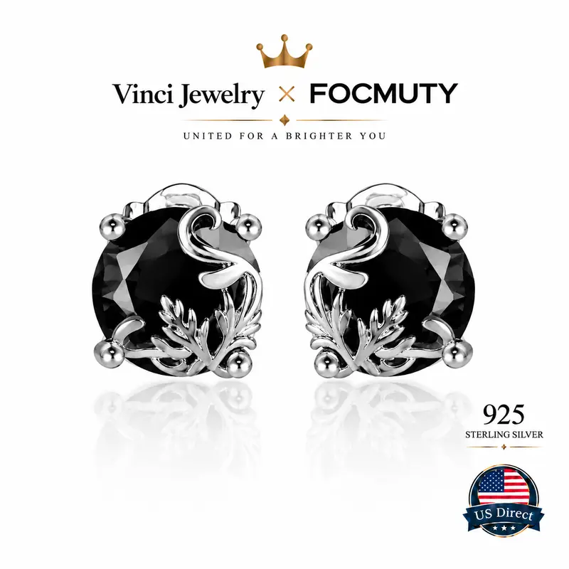 925 sterling silver Vintage Gothic Black Obsidian Stud Earrings for Women & Men Luxury Baroque Sterling Silver Floral Filigree Statement Studs Y2K Dark Aesthetic Streetwear Jewelry Party Wedding Evening & Daily Wear Minimal Luxe Gift Style Trend