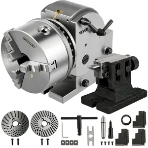 summervibes VEVOR Dividing Head BS-1 Dividing Head Set 6 3-jaw Chuck Semi Universal Milling Set with 6 Chuck+Tailstock+Dividing Plates for Milling Grinding Drilling Machine, Bs-1 Model