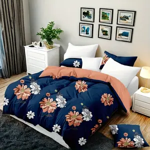 9 Piece Bed Cover Curtain Set Bamboo Microfiber All Season Bedding Queen King Size Floral Print Soft Thick Touch Machine Washable with Gift Bag for Christmas