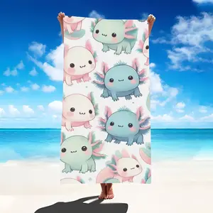 Mascot Hexagon Dinosaur Salamander Beach Towel, Anti-Wrinkle Quick Dry, Ideal for Beach Gym Camping Car Tailgate Parties