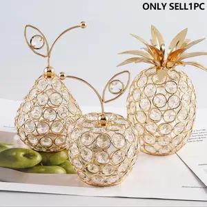 Creative Crystal Craft Fruit Ornament, Living Room Entryway Decor, Table Decoration, Apple, Pear, Pineapple Shapes Home Accent