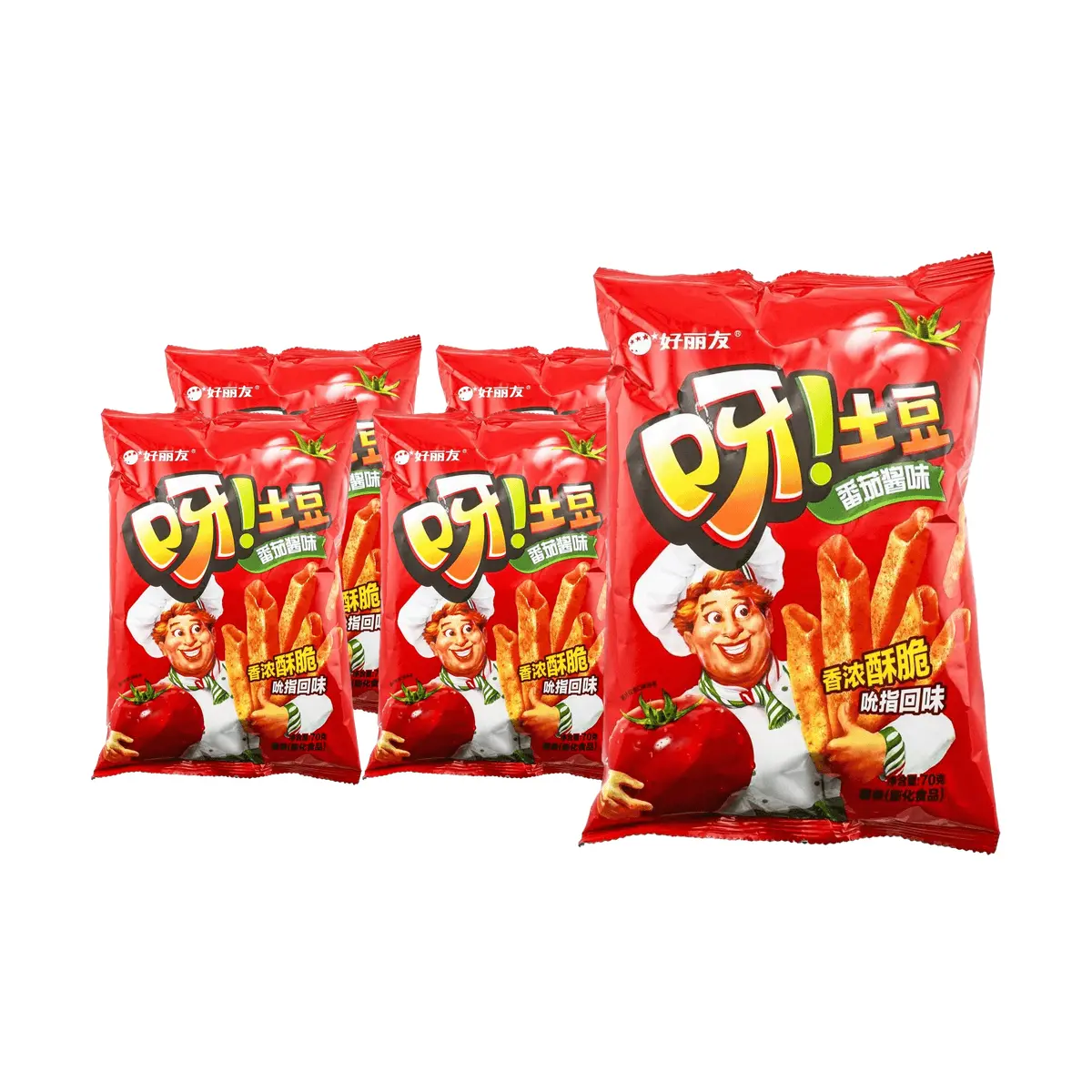 ORION! Potato Sticks Tomato Ketchup Flavor 70g Pack of 5 - Crispy Korean Snack