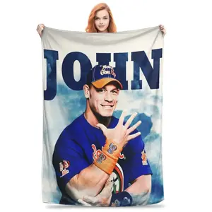 John Cena th Anniversary Flannel Throw Blanket  Warm Plush Bedspread for Living Room Couch Home Picnic Wrestling Fan, Valentine's Day Gift, Gift for Him & Her