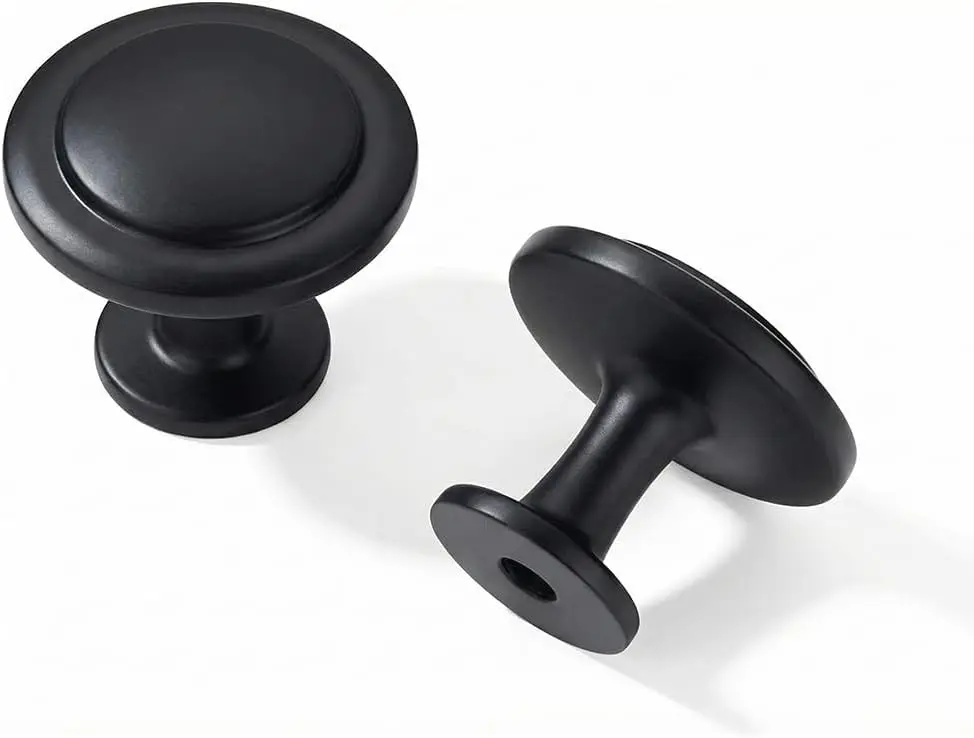 10 Pack 1-1/4 inch(32mm) Black Cabinet Knobs Dresser Knobs Round Matte Black Drawer Knobs Kitchen Cabinet Hardware Zinc Knobs for Dresser Drawers.