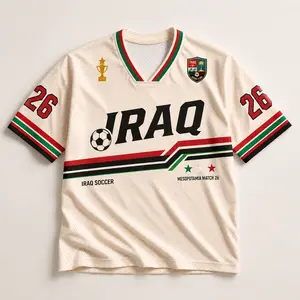 Iraq Colors Inspired Custom Soccer Shirt – Personalized Name and Number, Retro Unisex Game Day Jersey