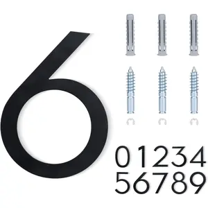 6" Stainless Steel Floating House Number 6 -  304 Metal Address Sign for Outdoor, Rustproof Modern Door/Wall/Mailbox Numbers with  Shadow Effect, Fits 911 Visibility Standards (6)