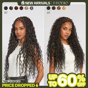 Frodio Veralux™ Fiber Full Lace Boho Braids Synthetic Box Braid Wig – Grid-Part Top with Mixed Boho Curls #summervibes