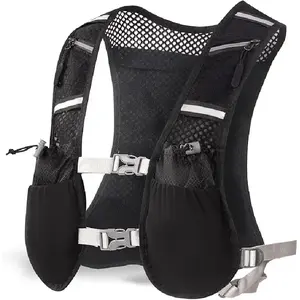 Running Hydration Vest Backpack for Men Women Breathable Mesh & Neoprene with 7 Pockets Adjustable Reflective for Hiking Cycling Outdoor Activewear