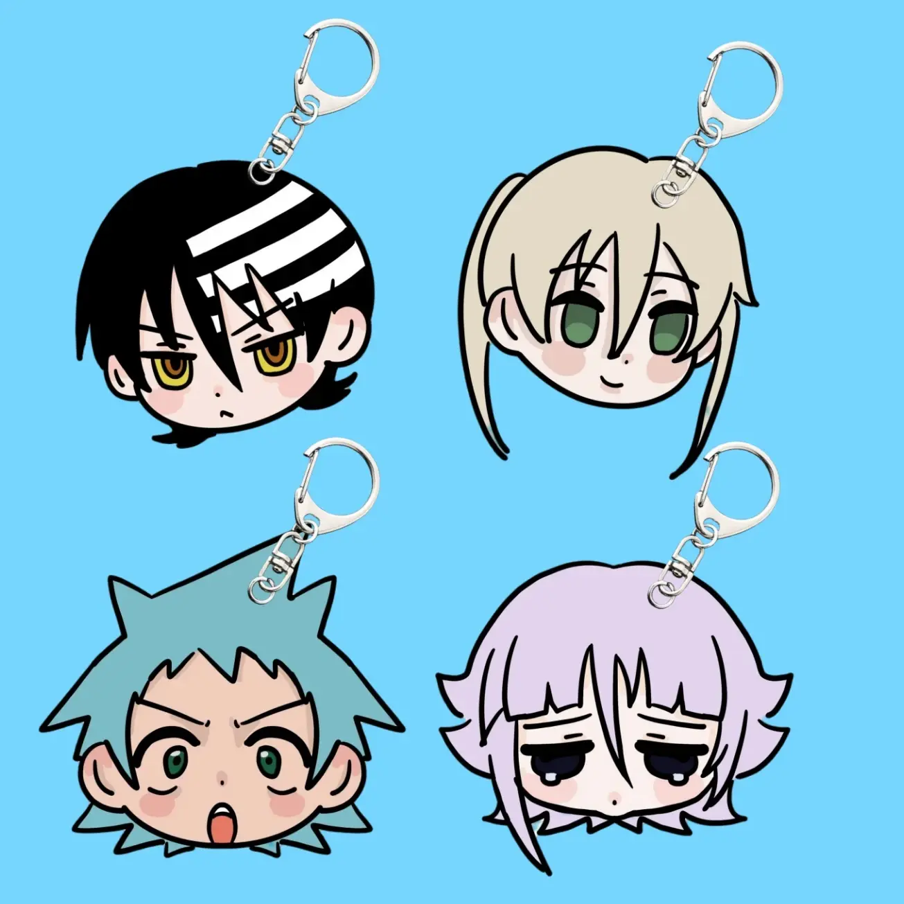 Soul Eater Anime Acrylic Keychain – Maka Albarn, Black Star & Crona Character Keychain, Gifts