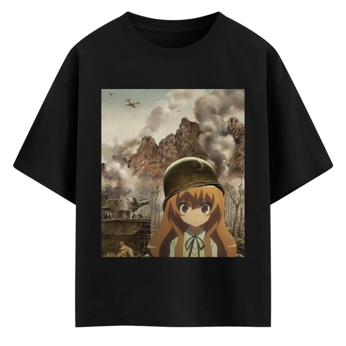 Toradora T-shirt & Sweatshirt, Taiga Aisaka Shocked WWII Soldier Graphic Tee, Y2k Vintage Oversized Unisex Streetwear, Anime Gifts for Him Her