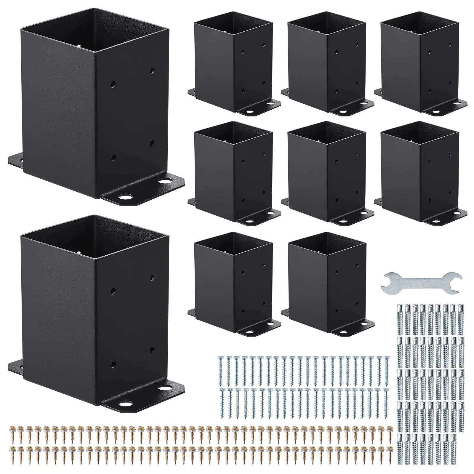 【Summerfinds】VEVOR 4x4 Post Base 10 Pcs,Inner Size 3.6x3.6 inch / 91.44x91.44 mm Post BracketsHeavy Duty Carbon Steel Decking PostsWood Posts Brackets for Pavilion Deck Railing Support Deck Base PlateBlack